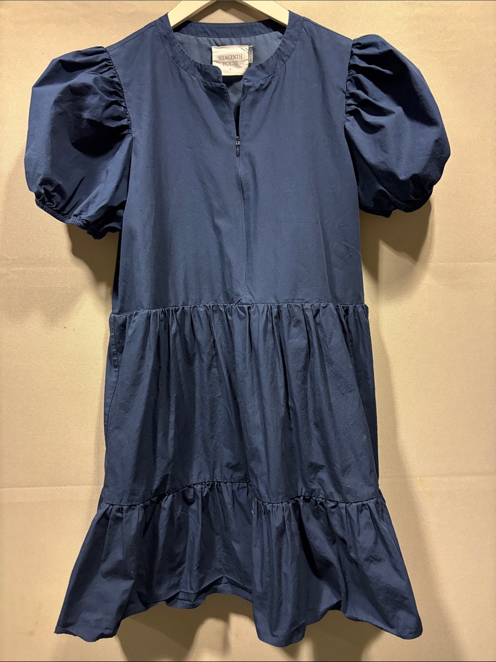 Hyacinth House Navy Puff-Sleeve Mini Dress